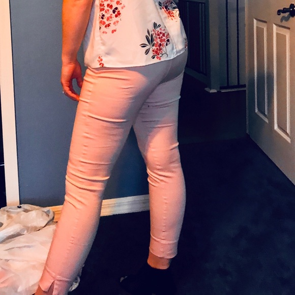 H&M cropped skinny pants blush color size 8 GUC - Picture 8 of 8